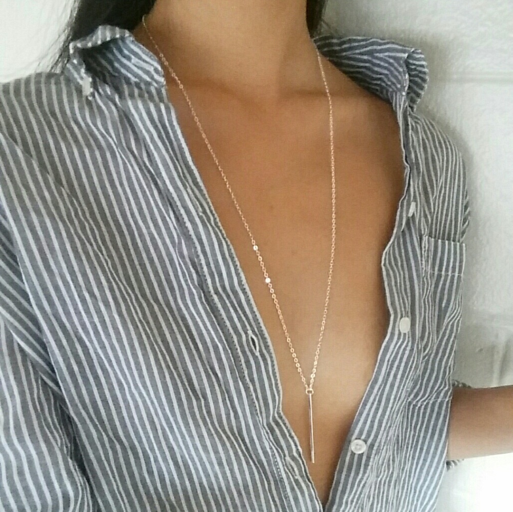 long silver necklace